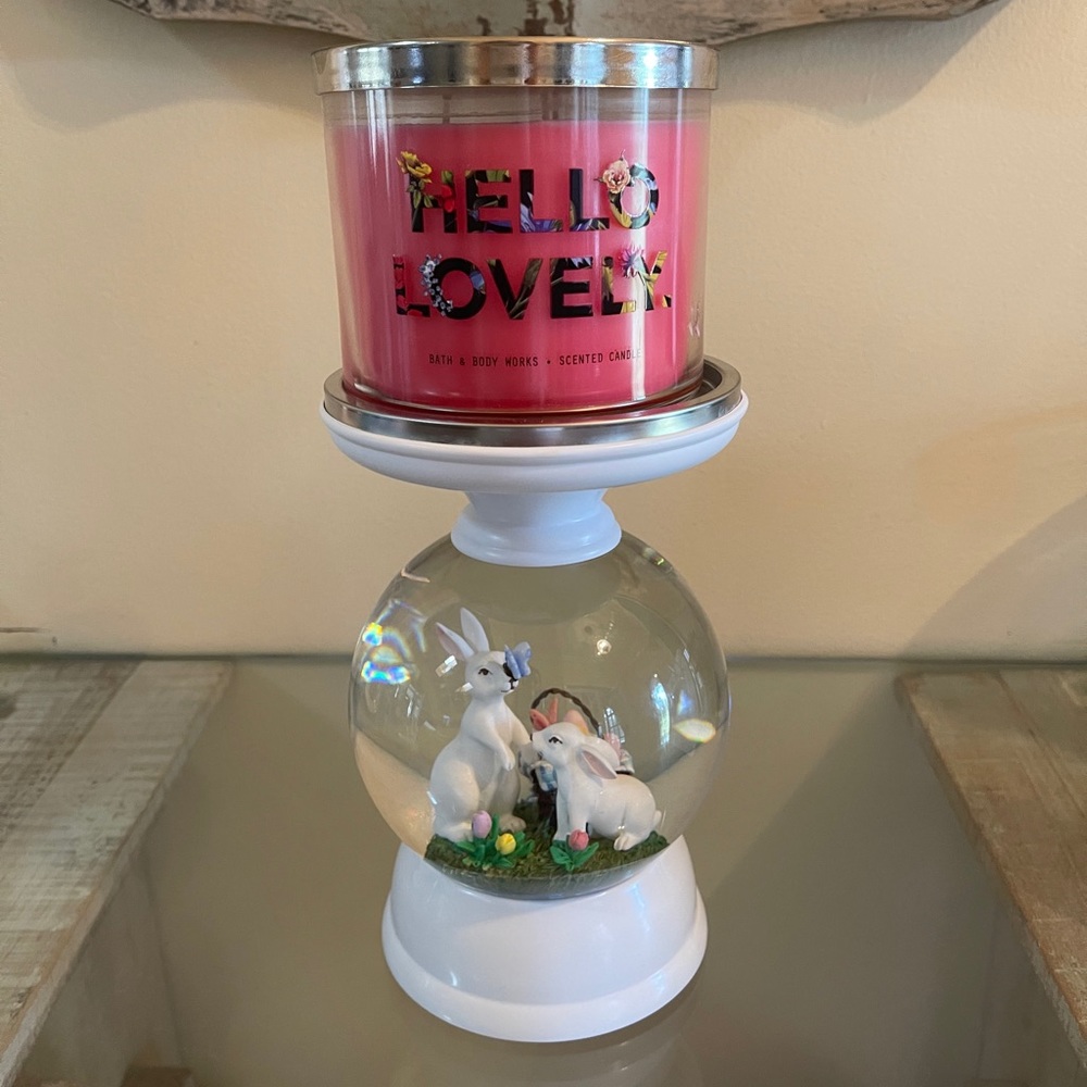 BBW globe candle holder bunnies